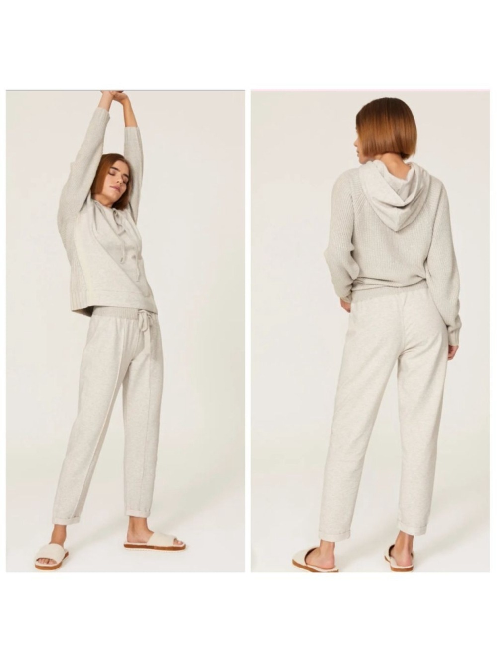 Splendid Shea Mix Sweater Pants Womens Small Gray Knit Lounge Joggers EUC